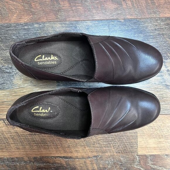 Clarks Women's Brown Leather Slip On Casual Round Shoes Size 8M - Picture 4 of 8
